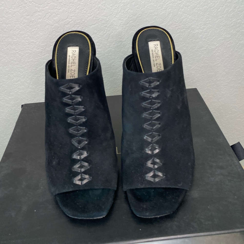 Rachel Zoe Black Suede Mules